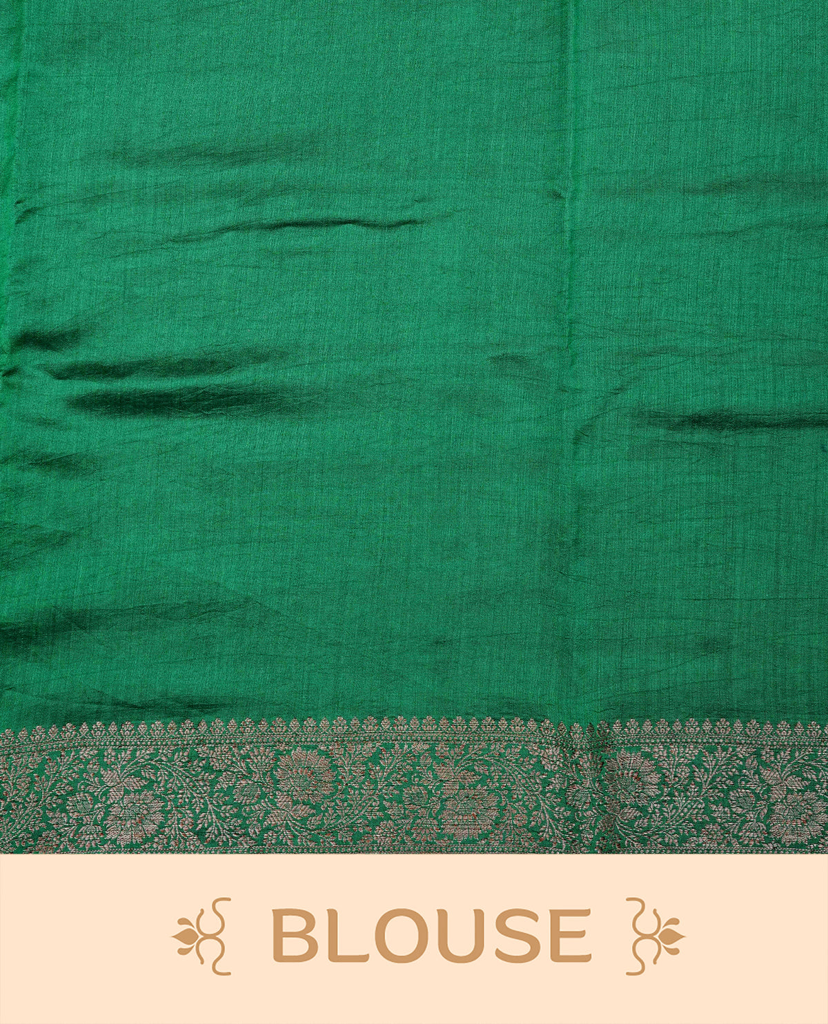 Purple colour banaras saree featuring gold zari motifs on body, complemented by contrast green colour with gold zari border, comes with matching blouse piece.