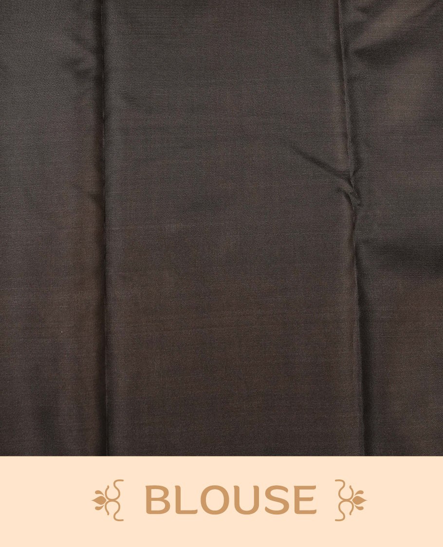 Cream colour soft silk saree with contrast Black border.