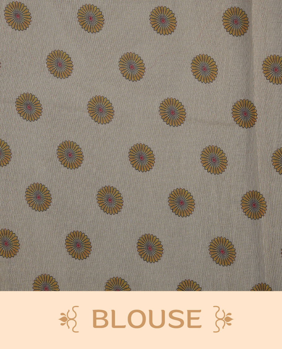 Kerala Tissue saree with peacock feather Prints and without border with Matching Blouse