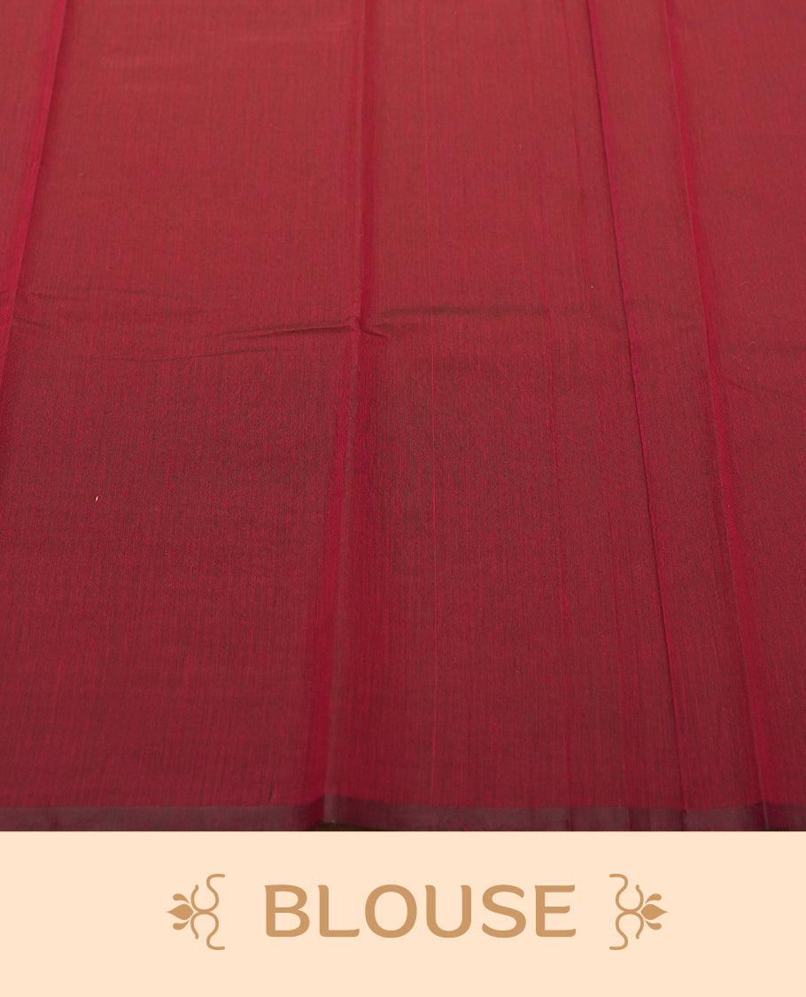 Black Colour Silk Cotton Saree with Gold Striped Body, Accented by Red and Gold Zari Striped Pallu, Paired with Matching Blouse Piece