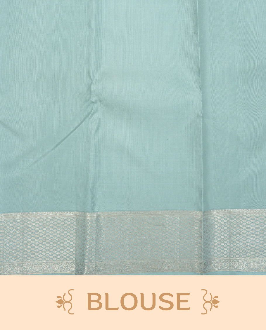 Ice blue colour Pure wedding silk saree featuring Light gold Box pattern with motifs on body, complemented by self colour with traditional border, comes with matching blouse piece.