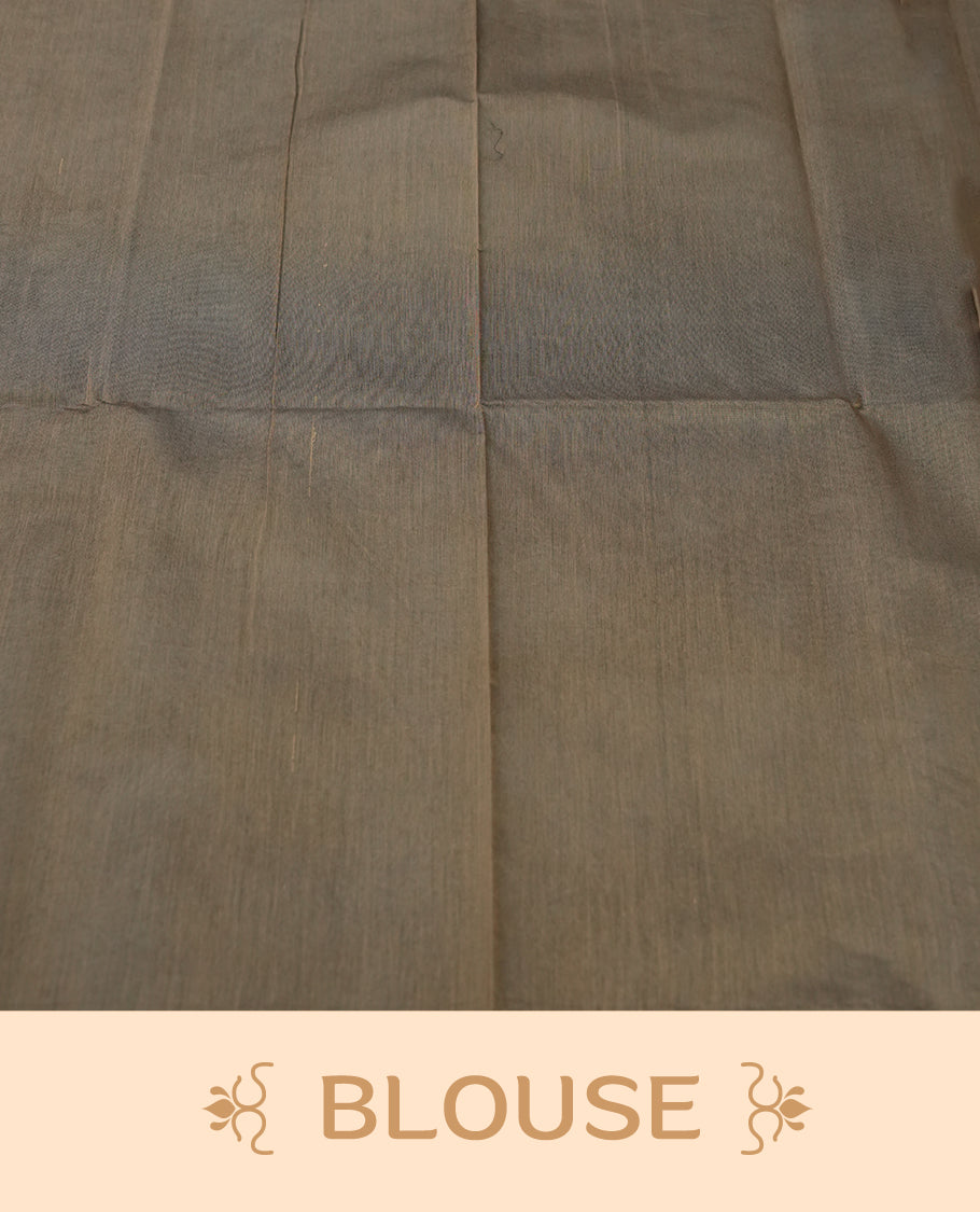 Black colour soft silk cotton saree adorned with copper zari motifs and a shimmering copper zari border, Enhanced by a beautifully rich beige colour woven pallu & Comes with a matching blouse piece for a complete look.