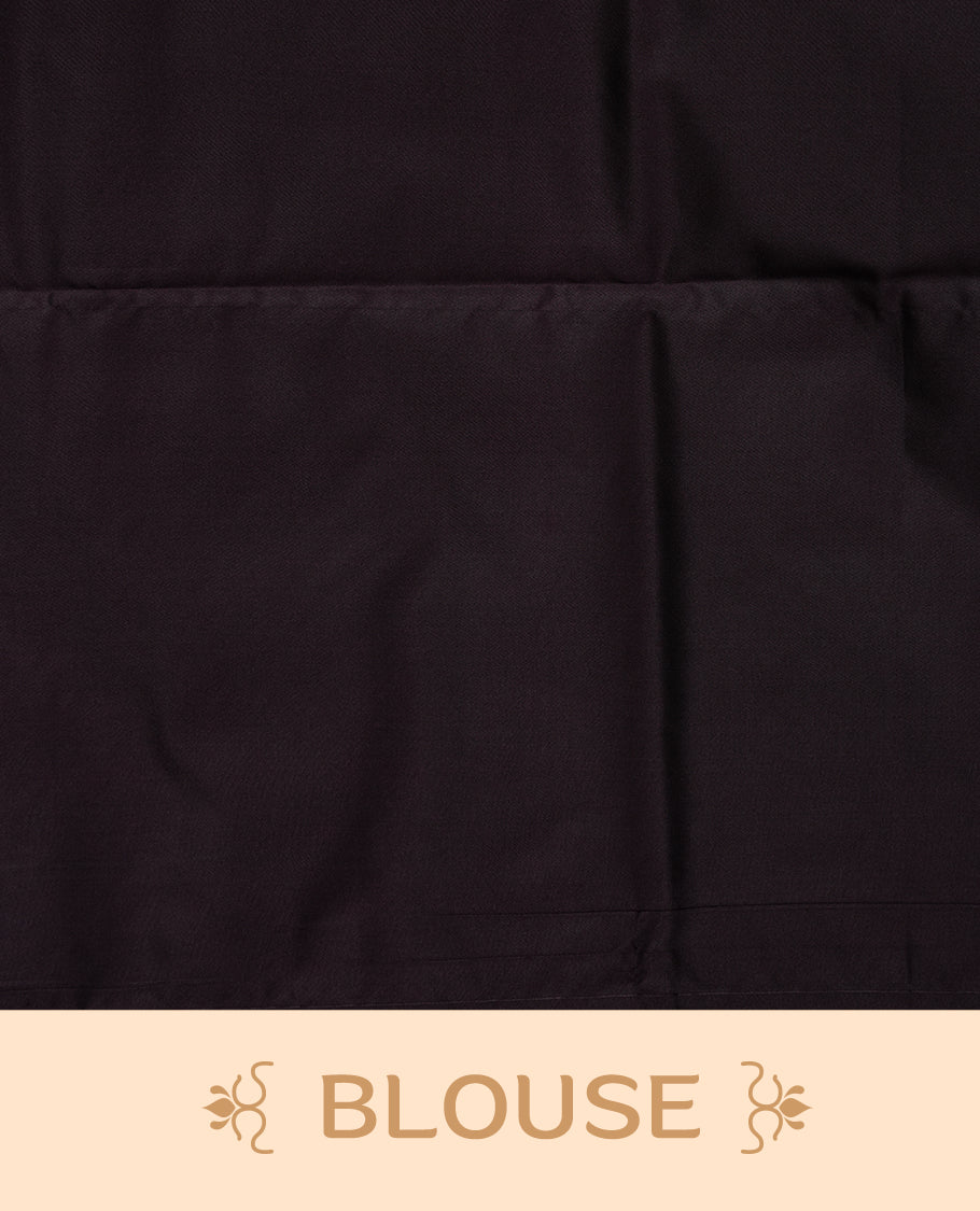 Old rose colour soft silk saree featuring Antique zari motifs on body with Highlighting contrast wine colour pallu and paired with matching blouse piece.