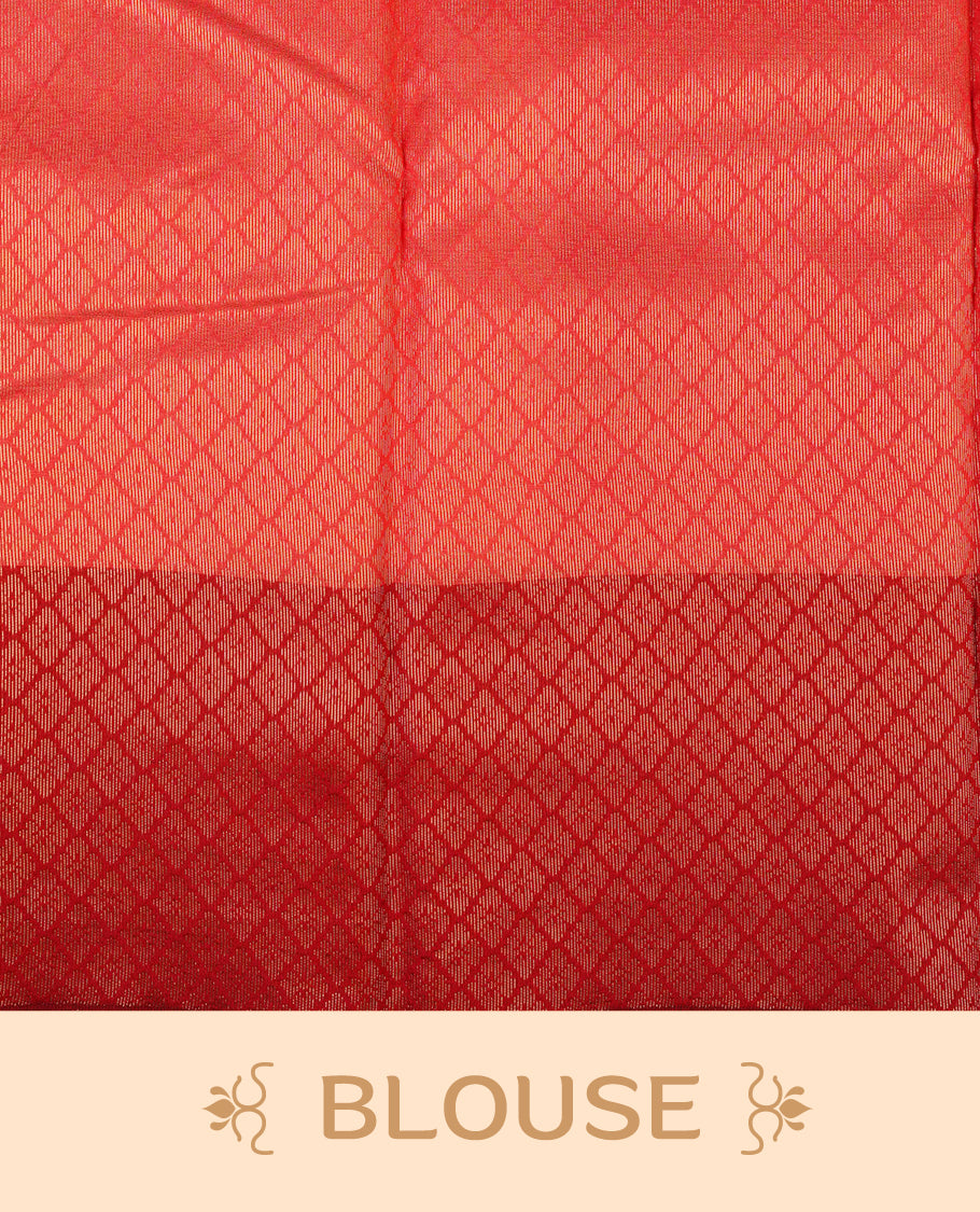 Off White colour soft silk saree with contrast Red border.