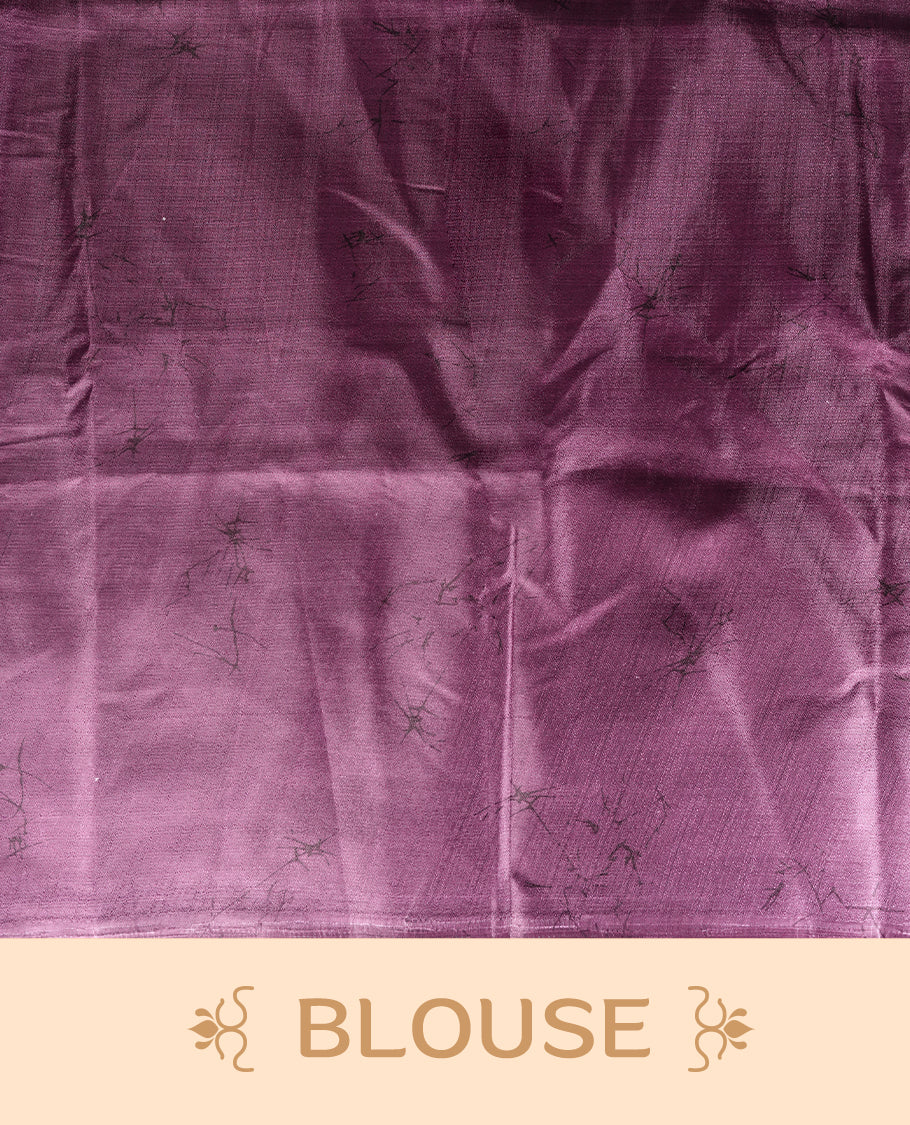 Dark onion pink colour saree adorned with bold off white floral prints, blending tradition with a modern twist & paired with a matching blouse.