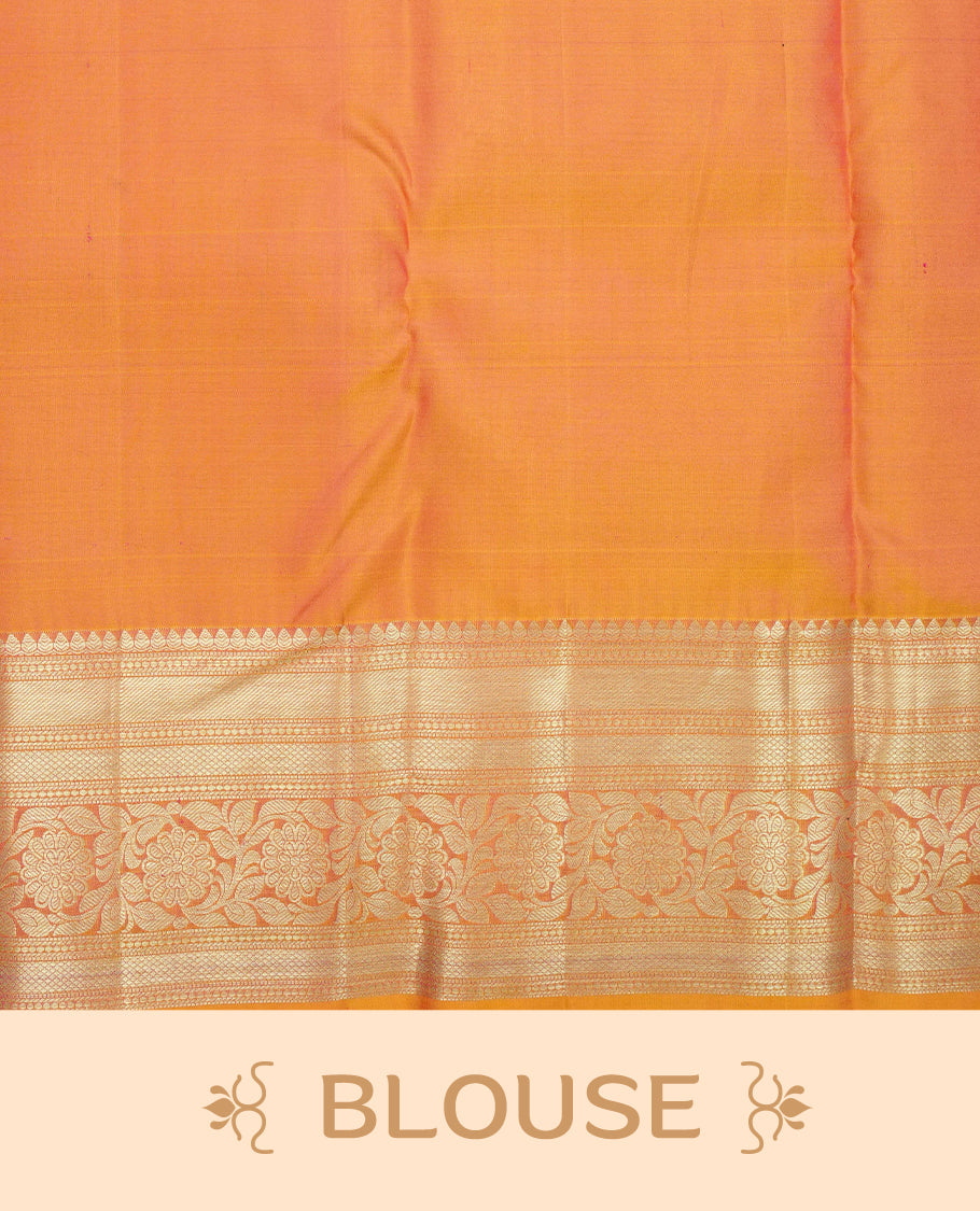 Mustard colour Wedding silk saree featuirng Gold & Maroon Colour zari worked body, complemented by self colour with Grand traditional border, comes with matching blouse piece.