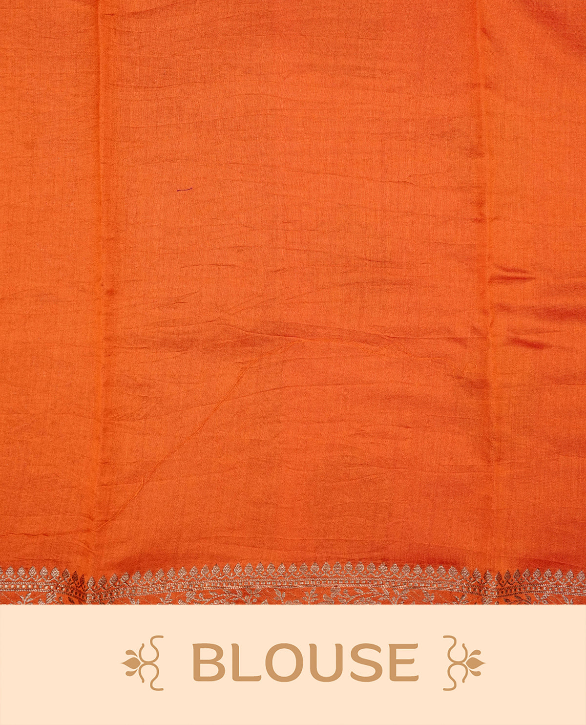 Magenta colour banaras saree featuring gold zari motifs on body, complemented by contrast orange colour with gold zari border, comes with matching blouse piece.