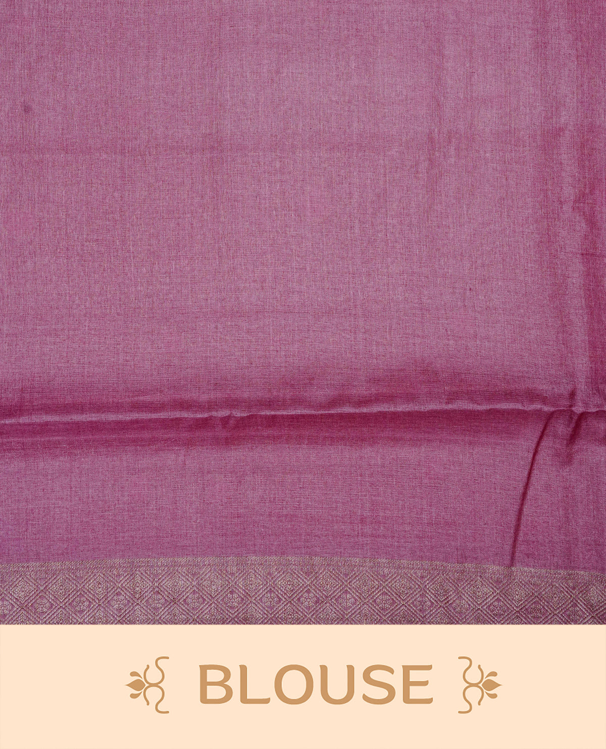 Pastel pink Colour banaras saree featuring Light gold zari Floral kodi pattern on body, complemented by borderless finish, comes with matching blouse piece.