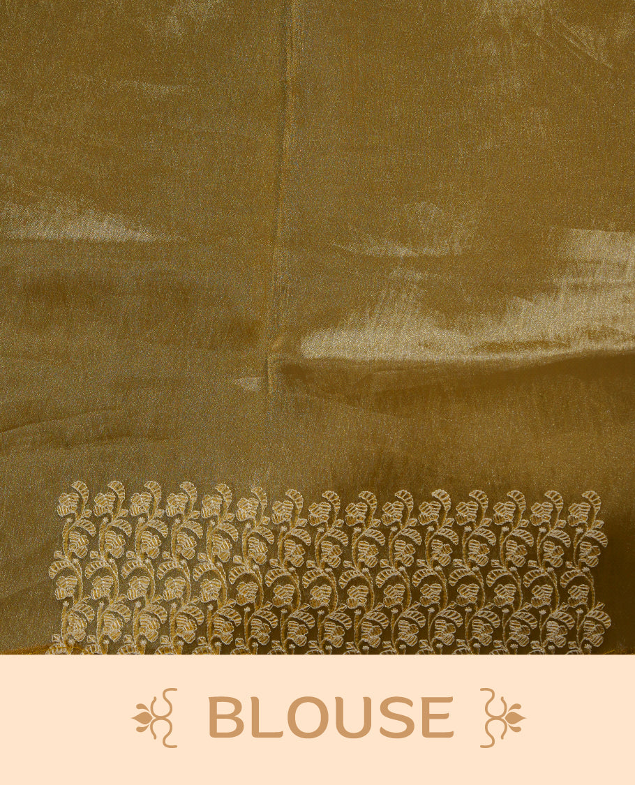 Pastel yellow colour organza saree featuring white thread embroidery motifs on body and thread detailing on the border and paired matching blouse.