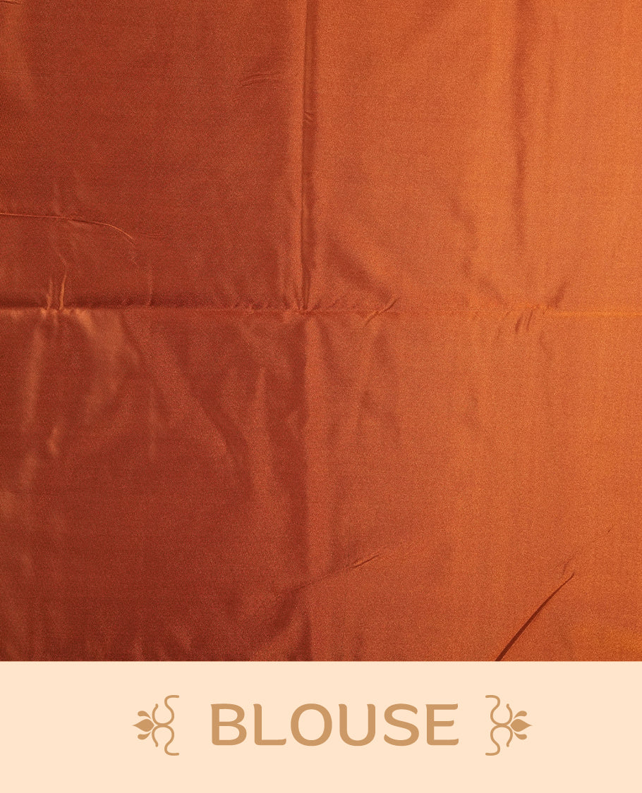 Brown colour semi soft silk saree featuring intricate woven floral motifs on the body, complemented by a rich woven border and pallu with tassel finish & Comes with a matching blouse piece for an elegant look.
