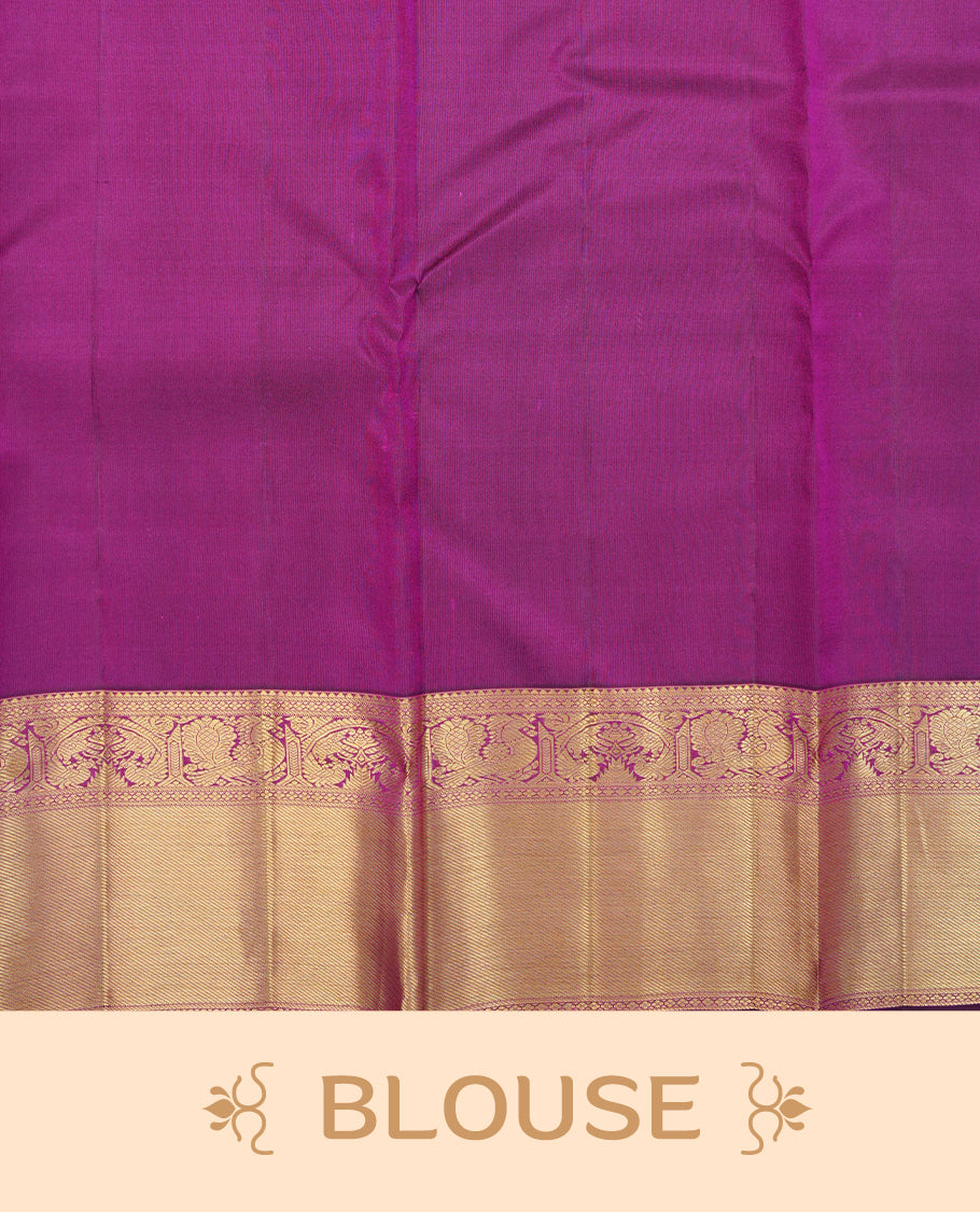 Burgundy colour pure wedding silk saree featuring gold zari Designed pattern on body, comeplemented by self colour with traditional border, comes with matching blouse piece.
