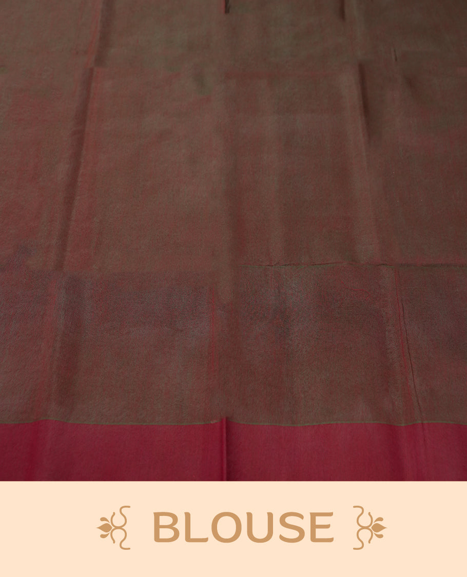 Golden brown colour soft silk cotton saree adorned with floral motifs and Enhanced by a beautifully rich maroon floral woven contrasted pallu & Comes with a matching blouse piece for a complete look.