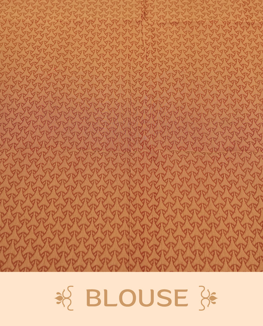 Brown Colour Silk Cotton Saree with Cream Leaf Butta Body, Contrasting Cream Zari Pallu & Border, Floral Motifs, and Matching Woven Blouse Piece