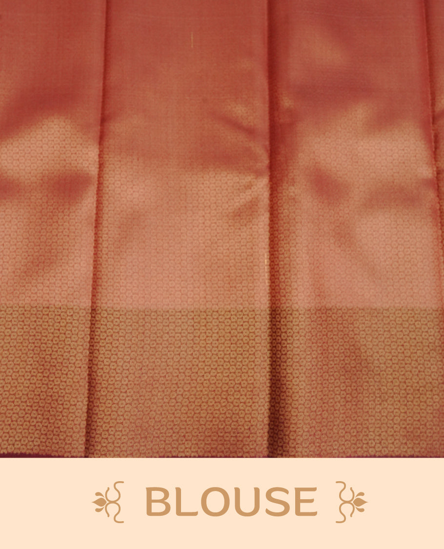 Cream Colour Semi Soft Silk Saree Featuring Gold zari Box With motifs Pattern On Body, Highlighted by contrast Maroon border with Gold zari, paired with matching blouse piece.