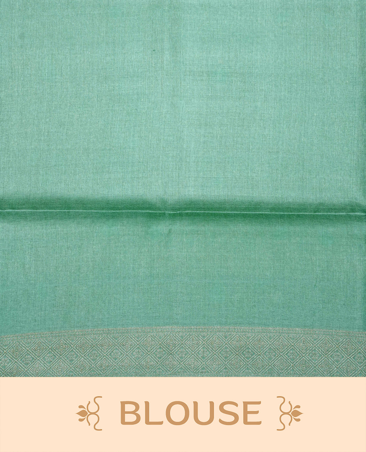 Pastel green Colour banaras saree featuring Light gold zari Floral kodi pattern on body, complemented by borderless finish, comes with matching blouse piece.
