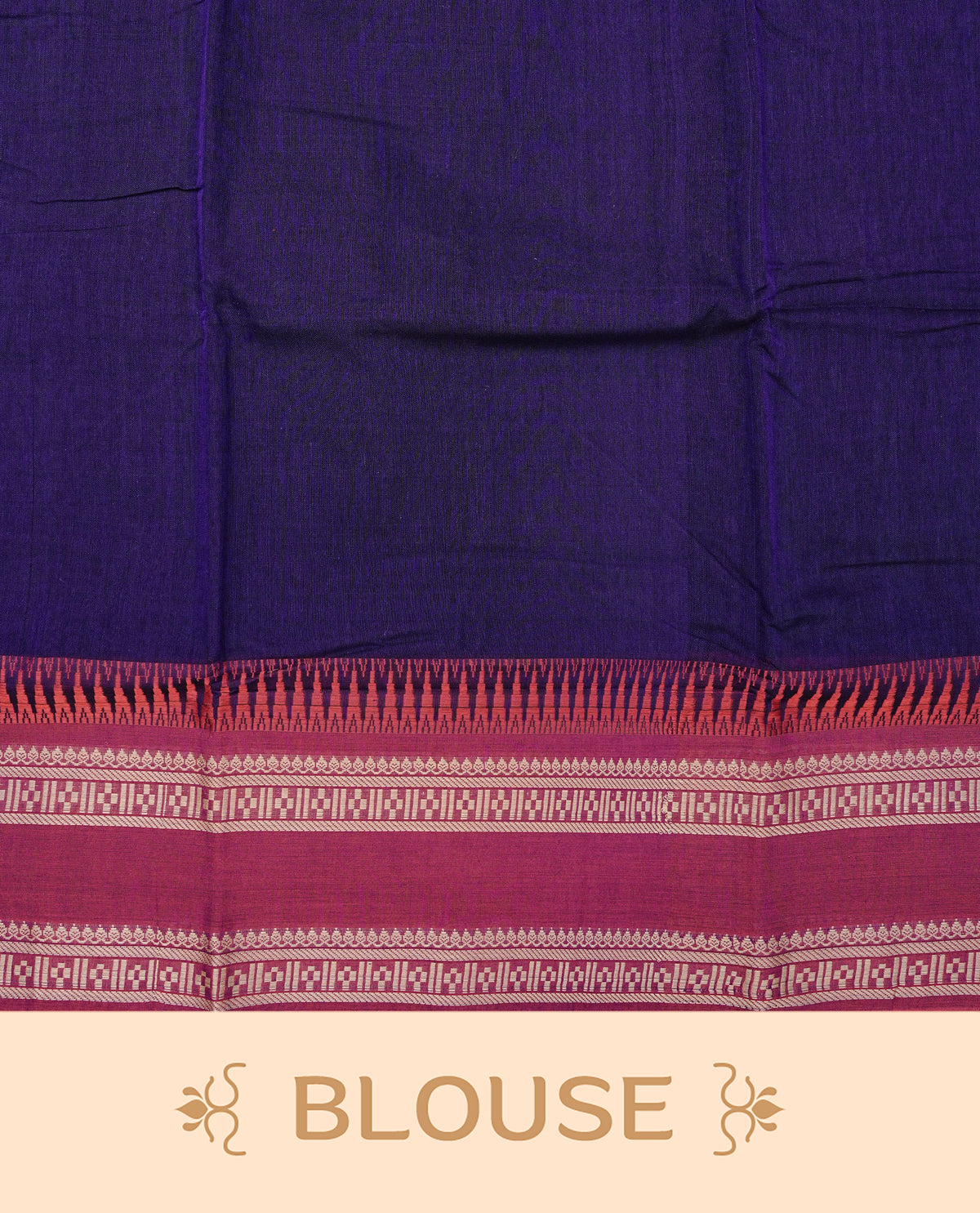 Purple colour Narayanapattu cotton saree with a plain body, complemented by a magenta Colour with Beige colour border & contrast pallu, paired with a matching blouse piece.