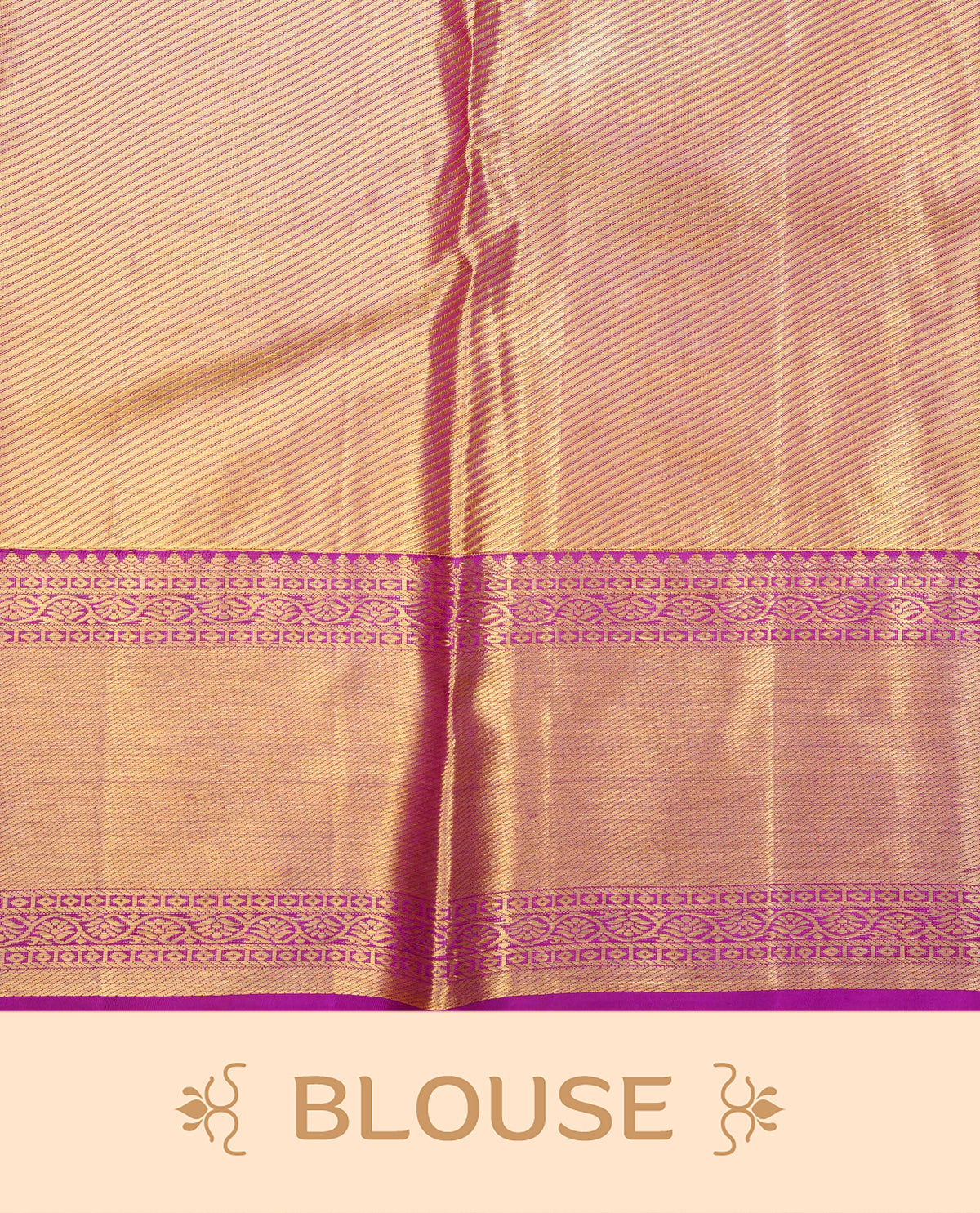 Purple and Gold double shade colour pure tissue silk saree featuring Gold zari floral kodi pattern on body, complemene\ted by contrast Purple colour traditional border, comes with matching blouse piece.