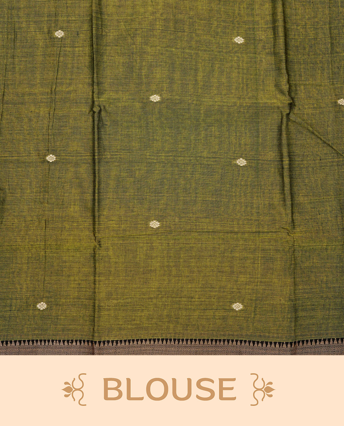 Lime Green colour Narayanapattu Cotton Saree Featuring Cream Colour Buttas on body, grey colour temple designed border, contrast striped pallu, Paired with a matching blouse piece.