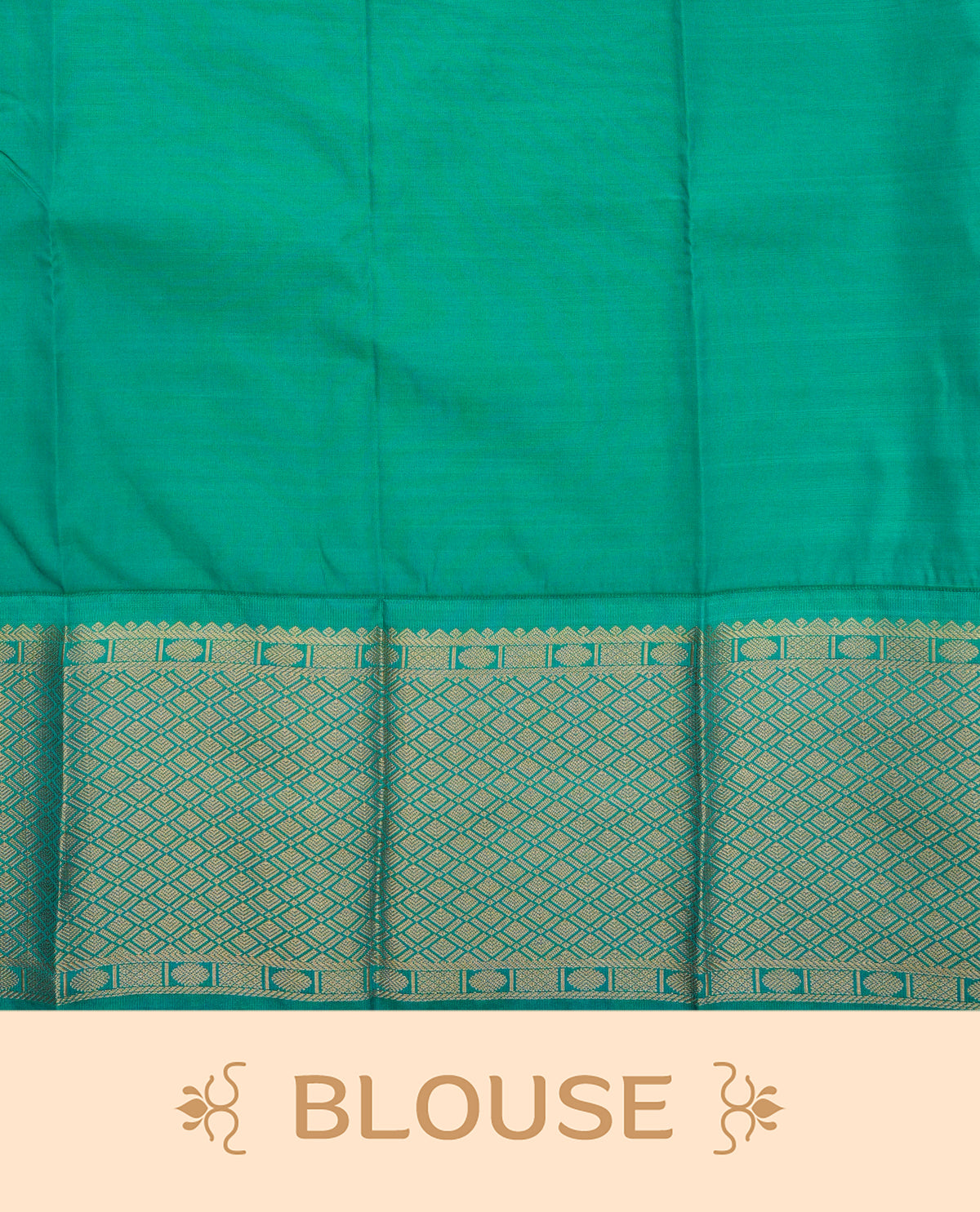 White colour silk saree featuring gold zari motifs on body, contrast teal green with gold zari traditional border, contrast grand pallu comes with matching blouse piece .