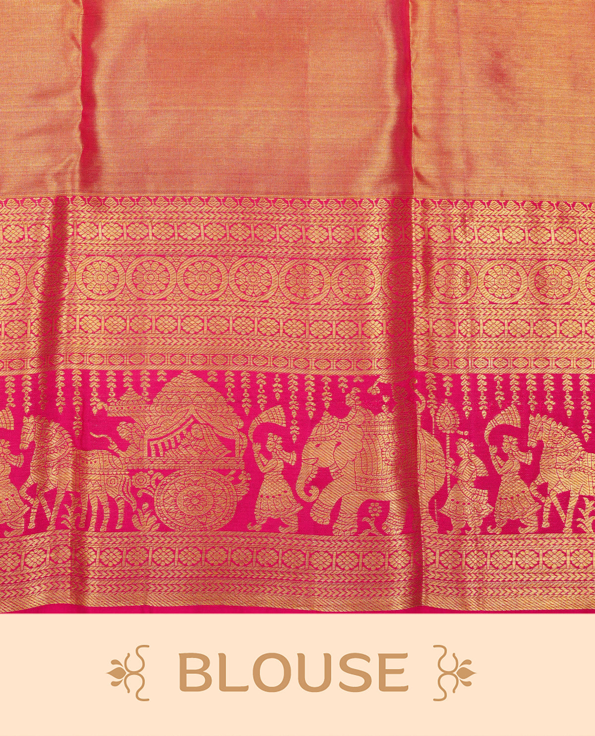 Mehandi Green colour pure tissue silk saree featuring Gold zari floral pattern on body, complemented by Dark magenta colour traditional border, comes with matching blouse piece.