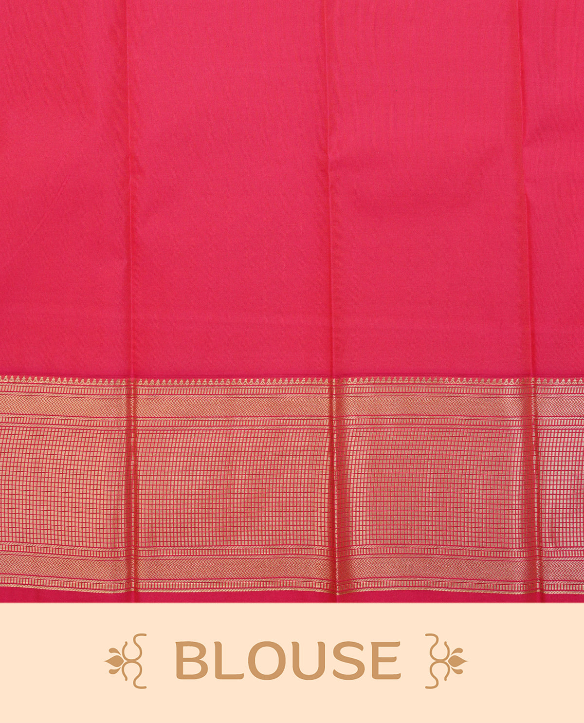 Pink colour soft silk saree featuring gold zari motifs on body, contrast self colour gold zari checkerd border, grand pallu comes with matching blouse piece.