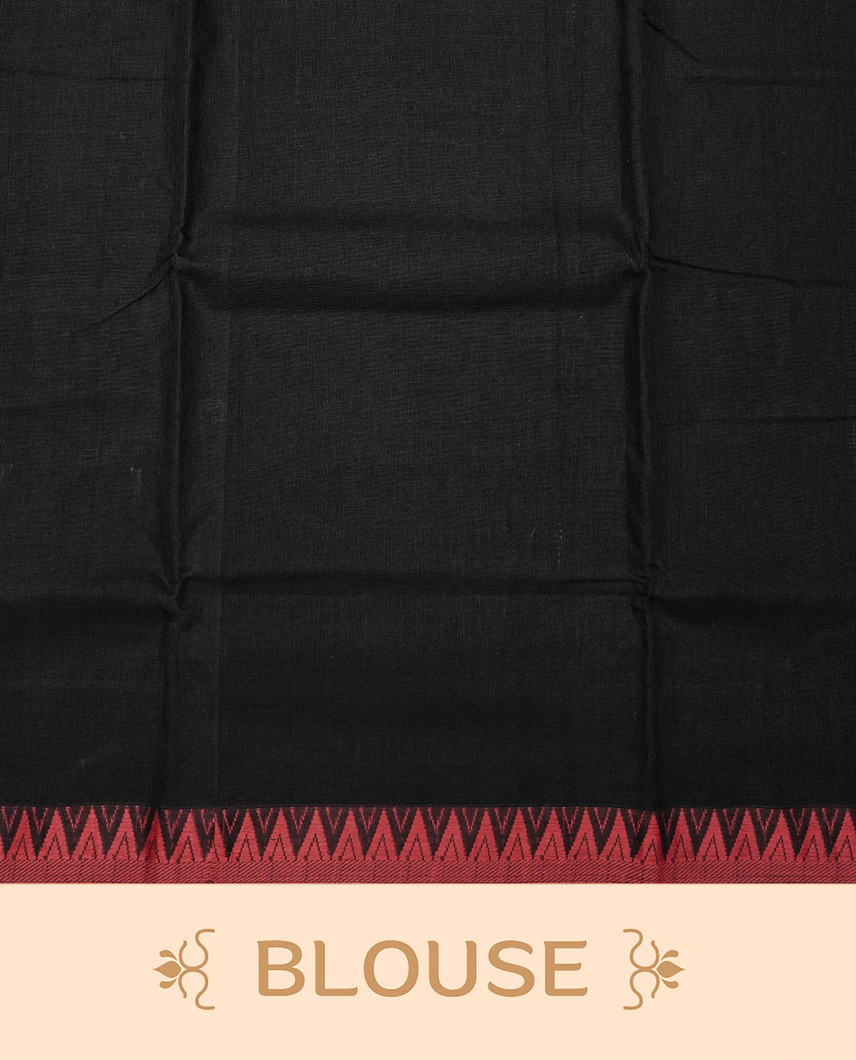 Black colour Narayanapattu cotton saree Featuing a plain body, complemented by a Red colour temple designed border & contrast pallu, paired with a matching blouse piece