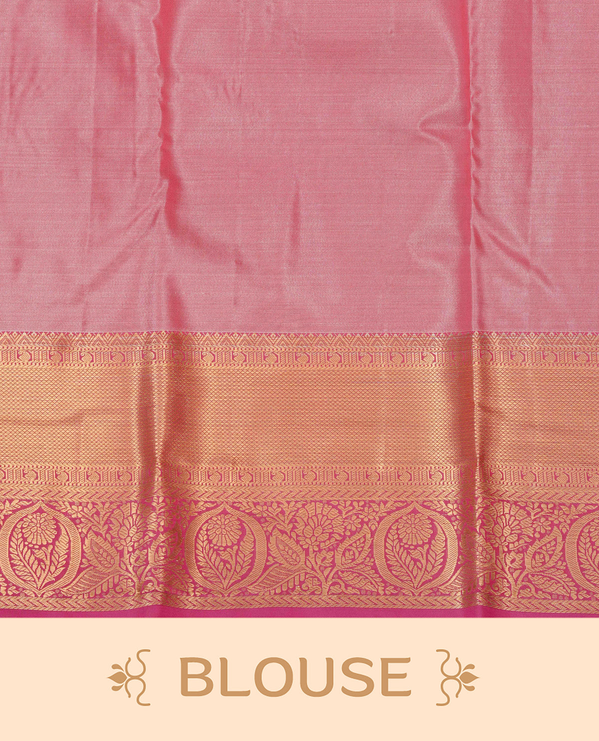 Rose Gold Colour Semi Tissue Silk Saree featuring shimmering gold and silver geometric box motifs on the body, complemented by an intricately woven floral zari pallu, a rich pink and gold zari border, and paired with a matching plain blouse piece