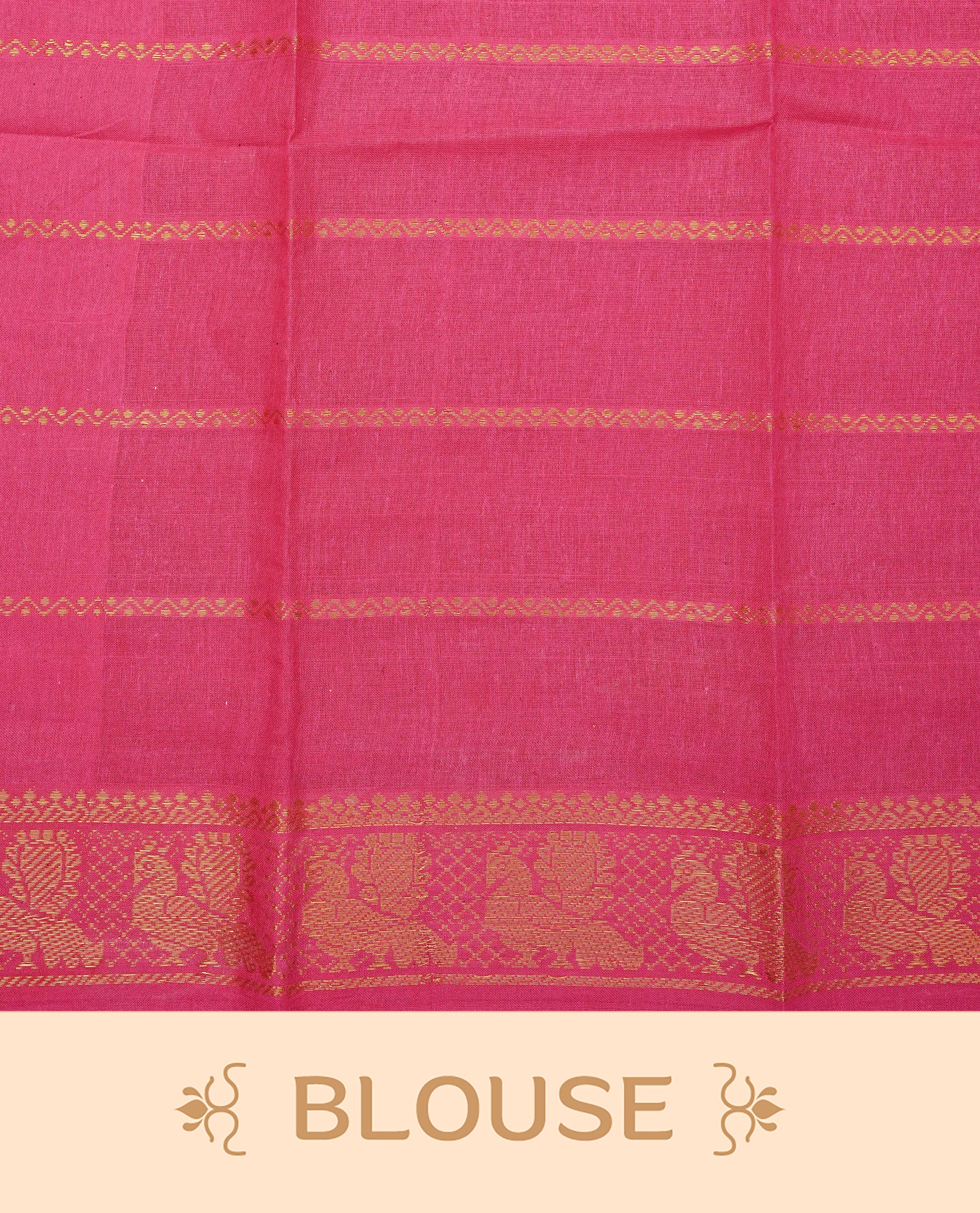 Violet Sungudi cotton saree featuring elegant gold zari striped Peacock pattern across the body, complemented by a contrast border. Paired with a matching blouse piece