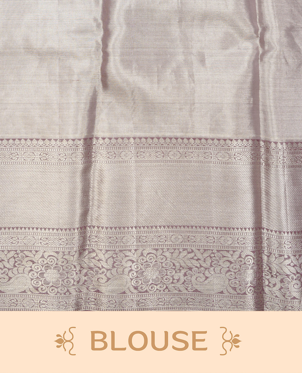 Muted brown & silver double shade colour pure tissue silk saree featuring silver zari floral kodi pattern on body, Complemented by contrast light brown colour with traditional border, comes with matching blouse piece.
