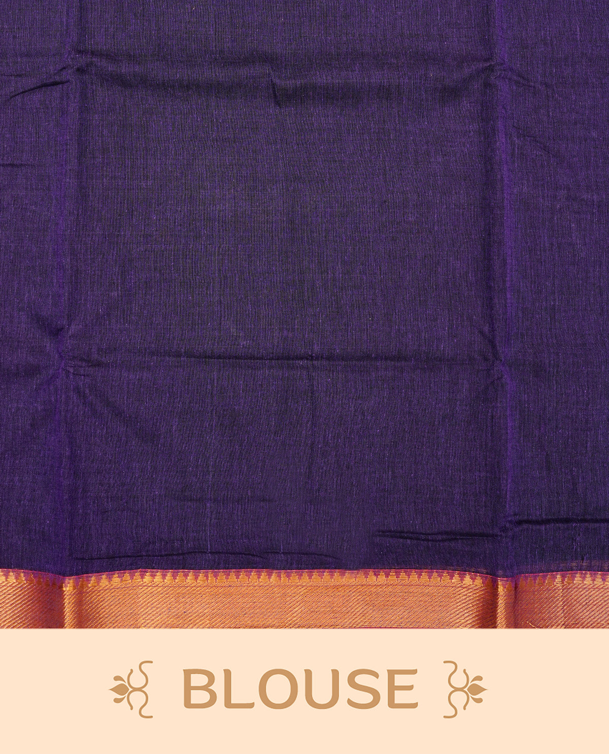 Purple colour Narayanapattu cotton saree with a plain body, complemented by a magenta Colour with Gold Zari border & contrast pallu, paired with a matching blouse piece.