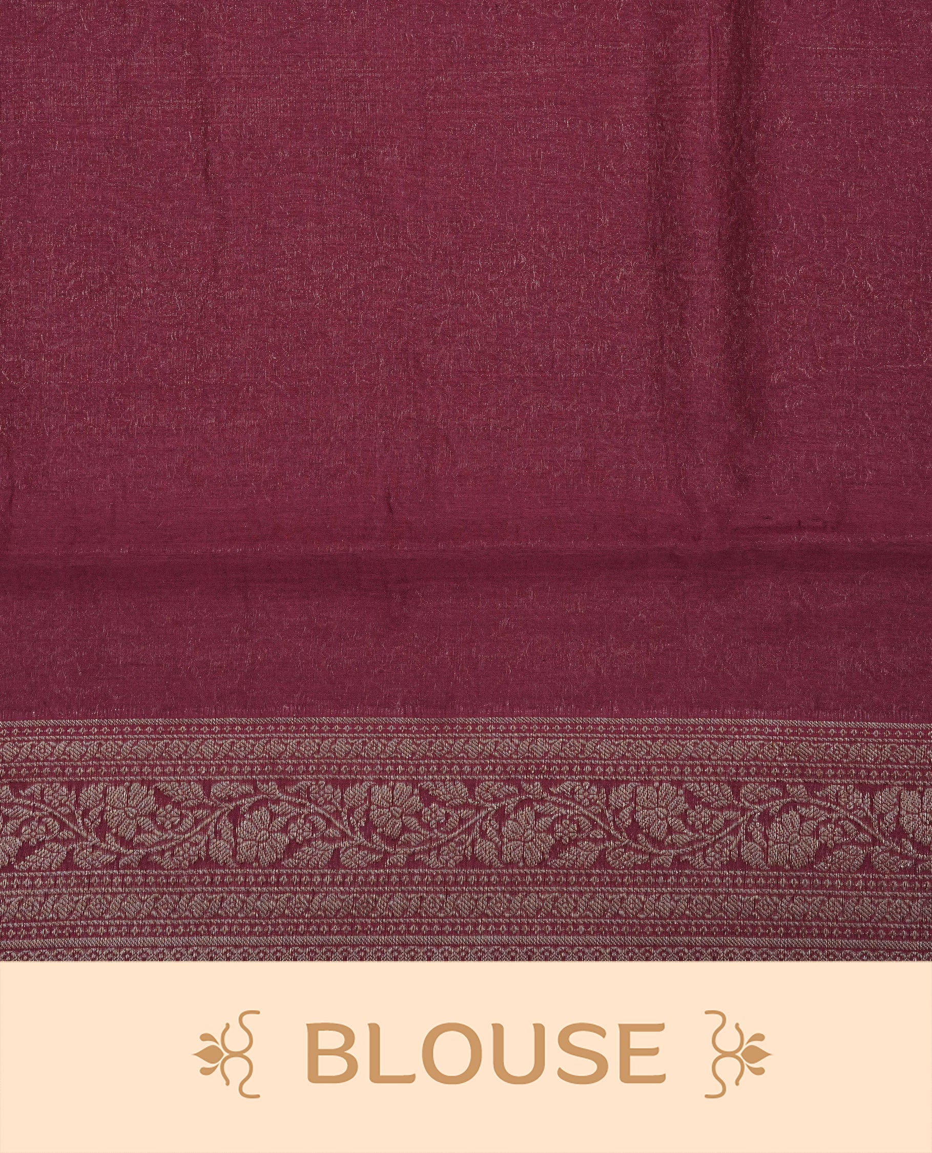 Onion Pink colour Tussar Silk saree featuring antique zari butta motifs on the body, complemented by a contrasting maroon floral zari border and pallu, paired with a matching blouse piece.