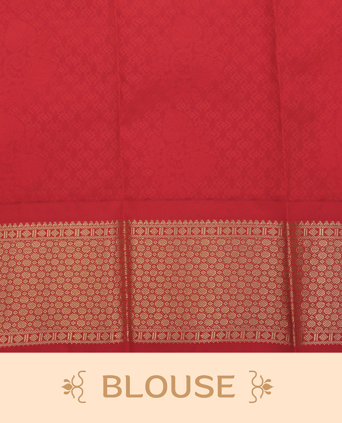 White colour silk saree featuring gold zari motifs on body, contrast red with gold zari traditional border, contrast grand pallu comes with matching blouse piece .