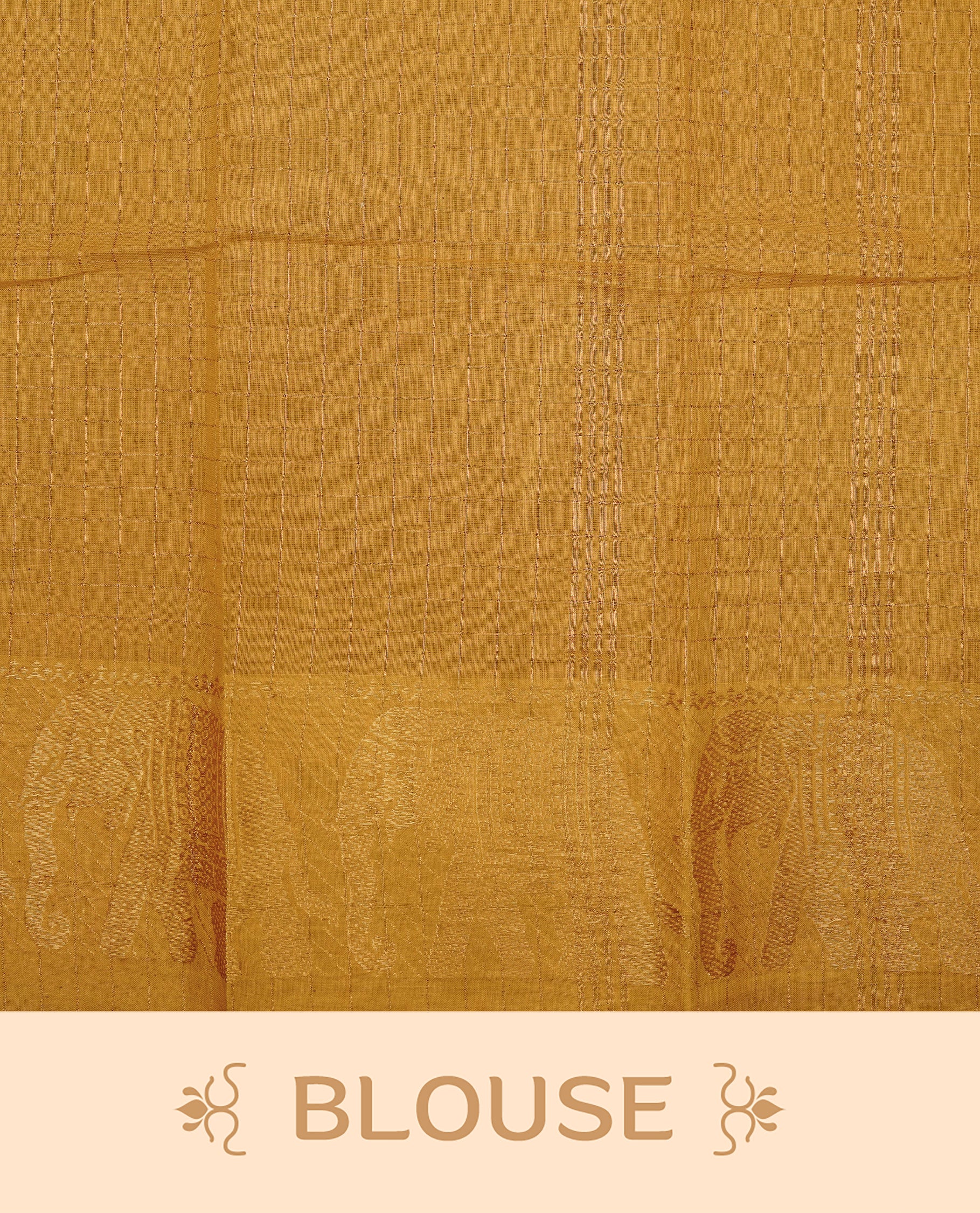Dark green Sungudi cotton saree featuring elegant gold zari checks across the body, complemented by a contrast gold zari border. Comes with a matching blouse piece.