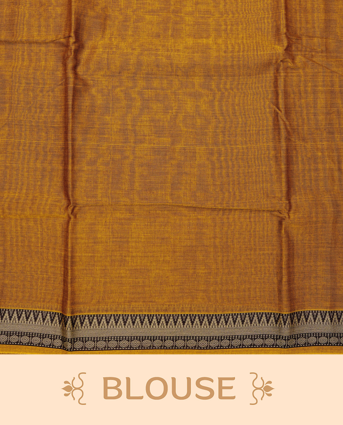 Mustard Yellow Narayanapattu Cotton Saree featuring a plain body , beautifully complemented by a black temple-designed border & Contrast pallu, paired with a matching blouse piece.