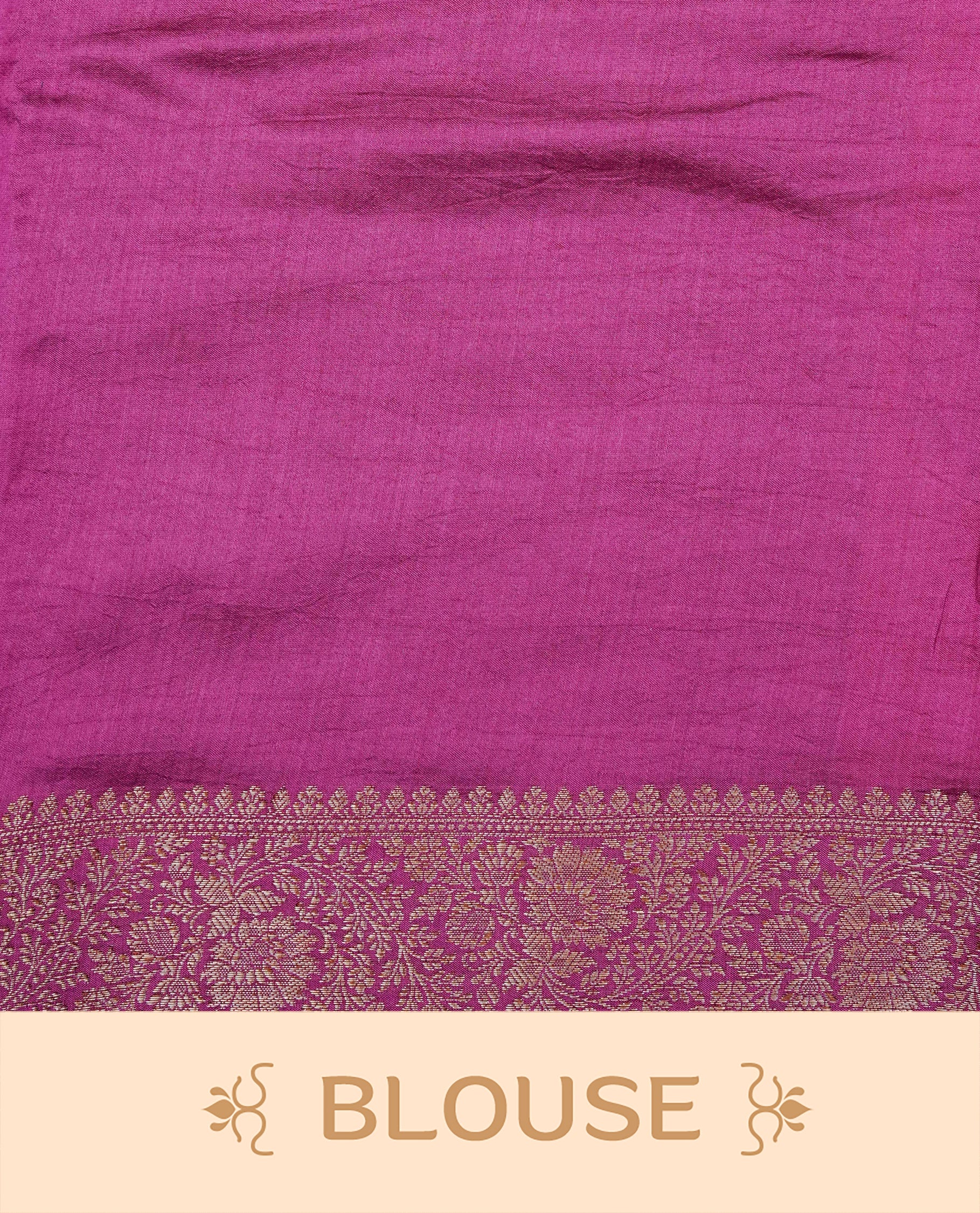 Orange Colour Tussar Silk saree with elegant antique zari floral motifs On Body, a contrasting Magenta zari border, a rich zari pallu, Paired With a matching blouse piece.