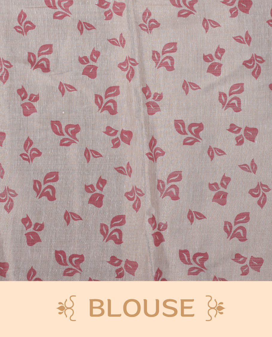 Beige colour Semi tissue saree adorned with Multi colour digital Leaf Design on the body and an elegant pallu & comes with a matching blouse piece