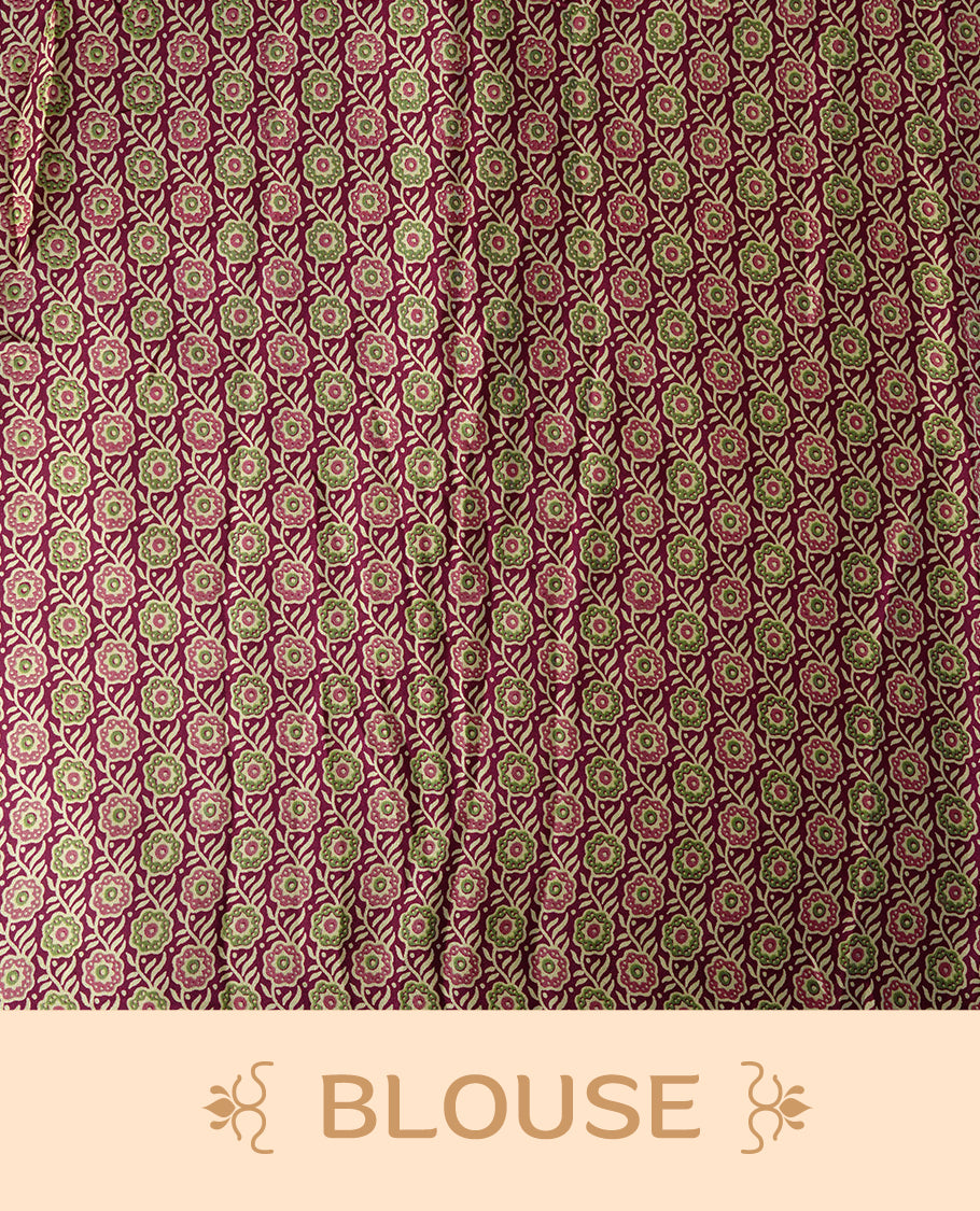 Maroon and beige colour striped saree with elegant embroidered borders and abstract beige pallu accents & Paired with matching blouse.