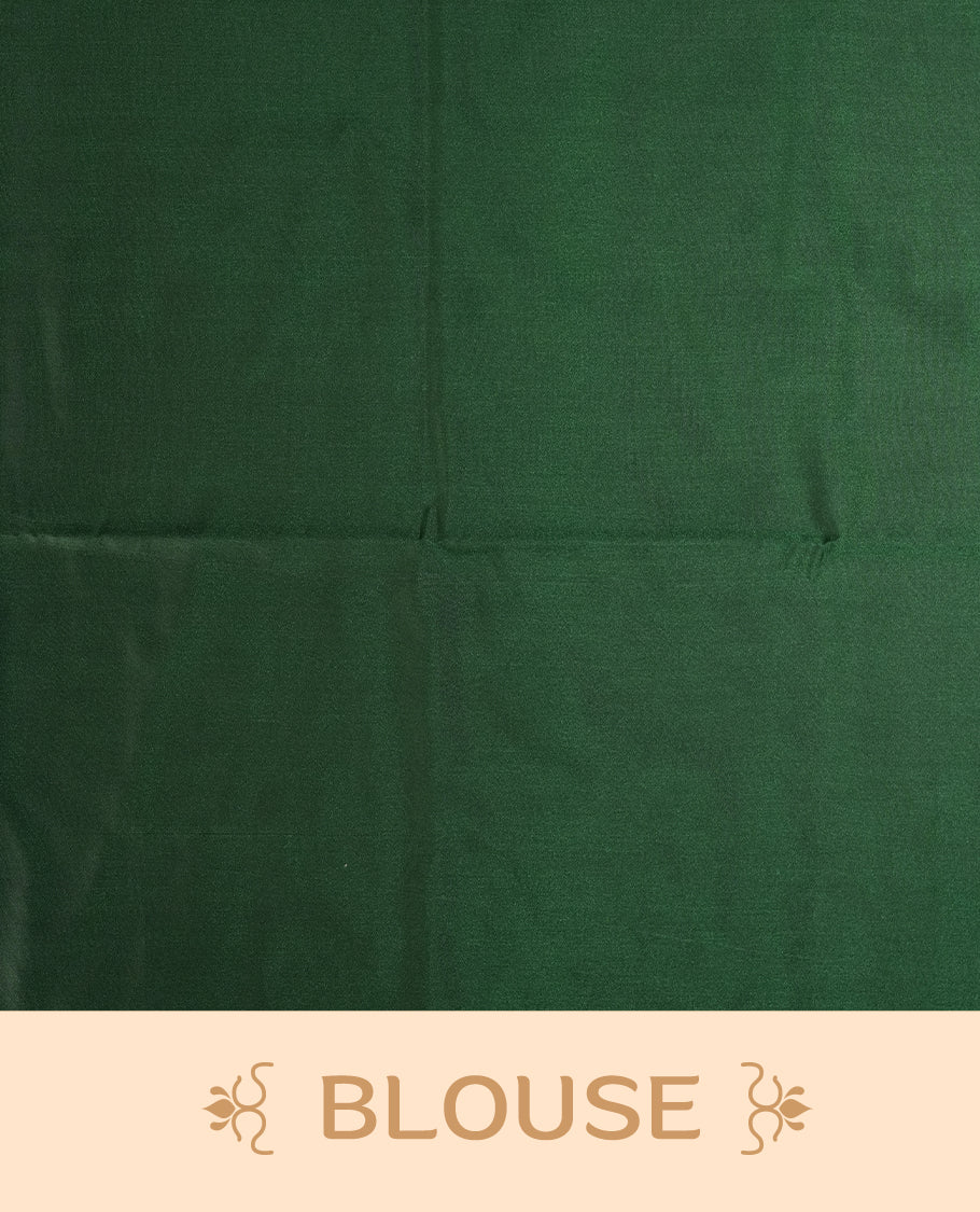 Burgundy colour semi soft silk saree, beautifully designed with woven leaf motifs & The look is enhanced by a rich contrast green pallu, paired with a matching blouse.