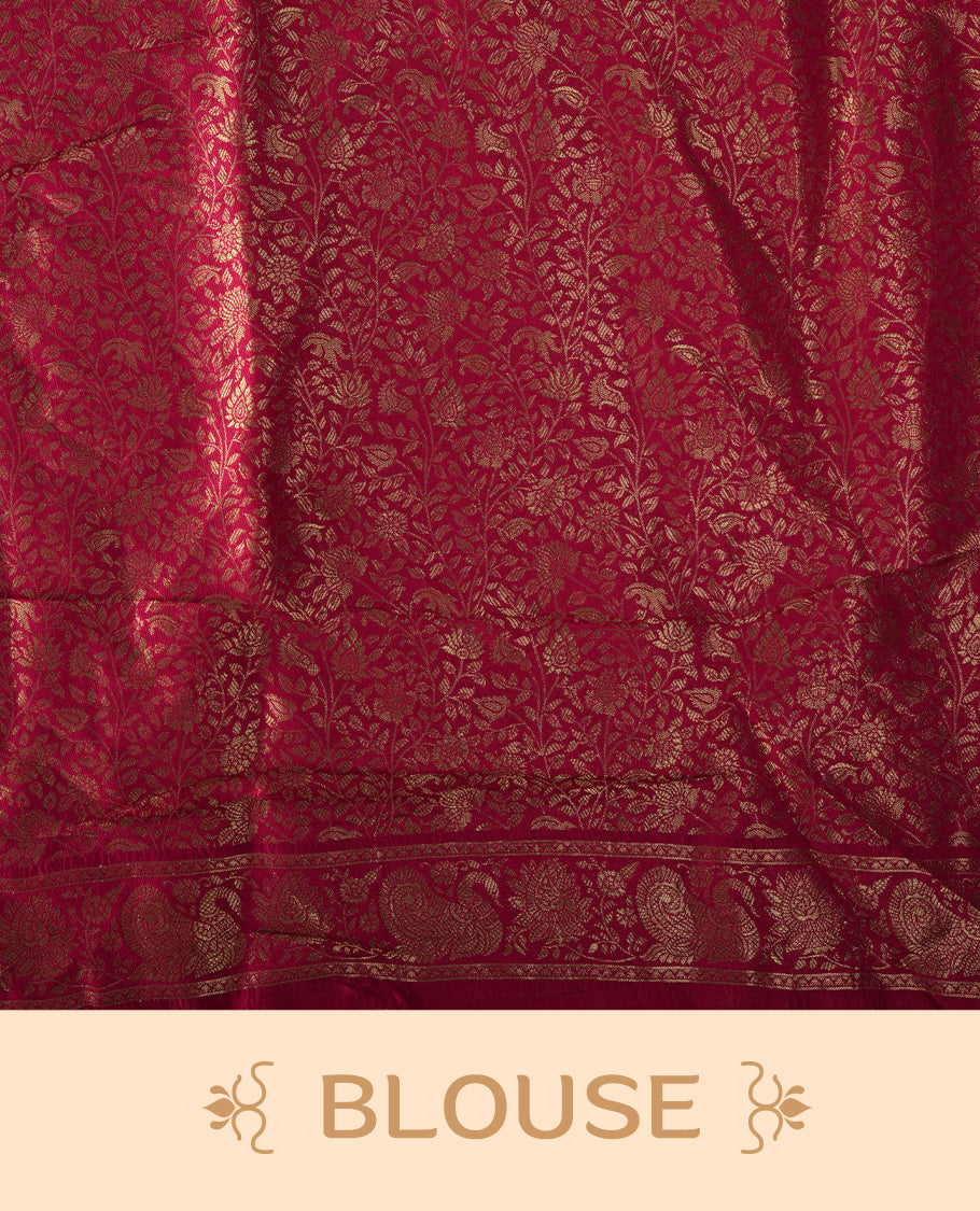 Teal Colour Pashmina Silk Saree with Vibrant Embroidered Elephants, Peacocks, and Floral Motifs, Intricate Zari Border, and Pallu paired with Matching Blouse