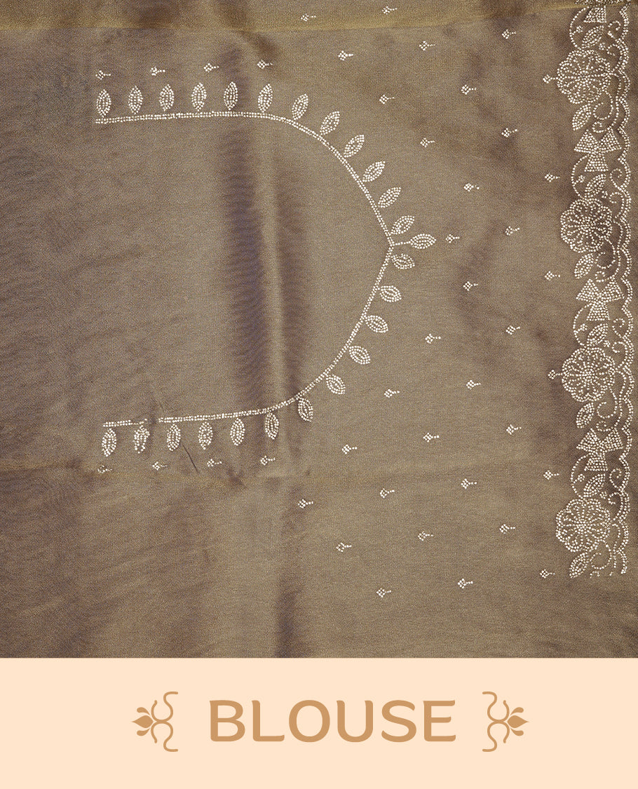 Lavender colour designer saree featuring stone worked body, stone worked border, paired with matching blouse piece.