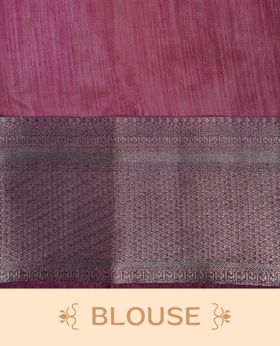 Teal colour Semi linen saree featuring Elegant plain body, complemented by contrast Maroon colour With Antique zari border, paired with matching blouse piece.