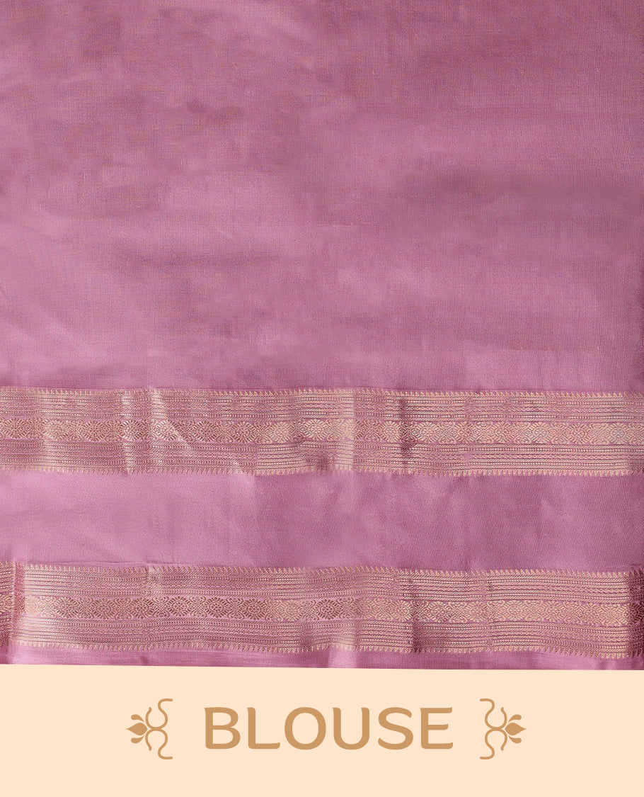 Light Onion Pink Colour Vasundhara Silk Saree having Golden Worked Body with Golden Border and Self Coloured Blouse