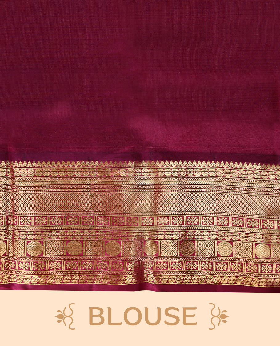Cream Colour Vasundhara Silk Saree having Golden Round Thread Buttas in Body with Dark Red Border and Blouse