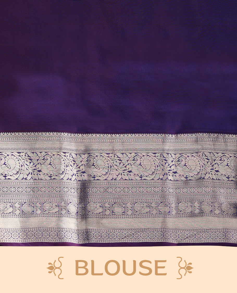 Green and Blue Double Shade Vasundhara Silk Saree having Thread Work in Body with Contrast Border and Blouse