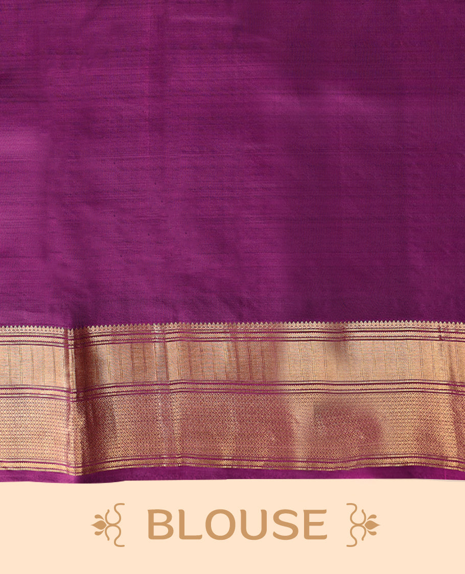 Green Colour Vasundhara Silk Saree having Golden Thread Buttas in Body with Contrast Border and Blouse