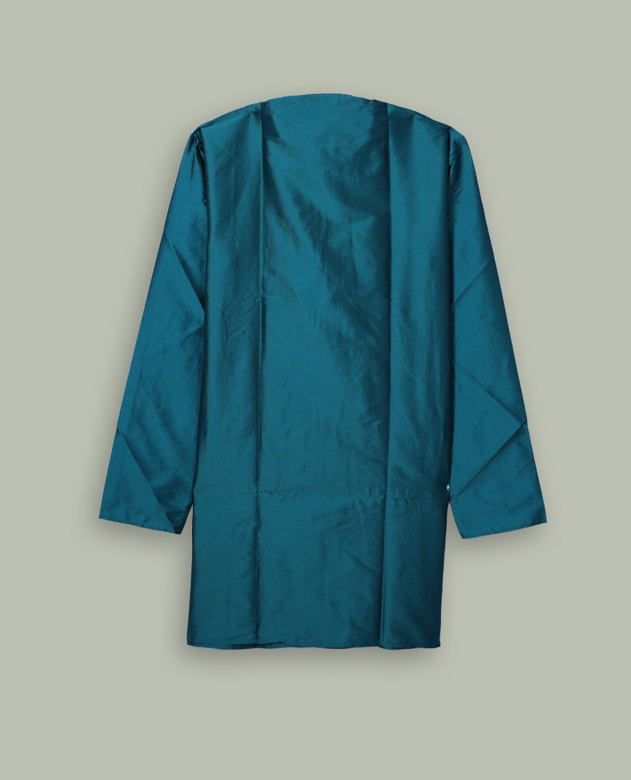 Pine green colour mens kurta featuring elegant embroidery on the neckline & Crafted in a refined style with full sleeves, offering a perfect blend of tradition.