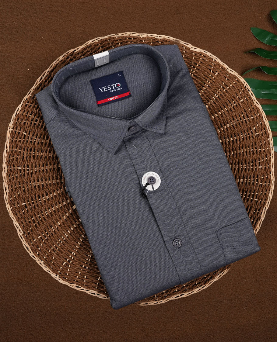 Grey Colour YESTO Full Sleeve Plain Shirt for Men