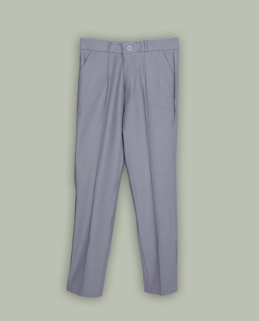 Gray colour pant featuring a clean waistband, pocket detailing and a straight fit.