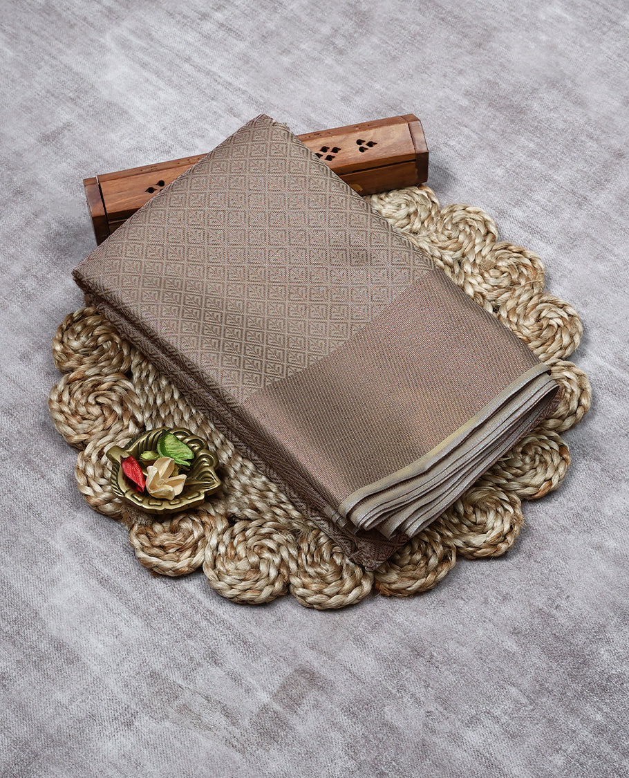 Ivory Colour Tissue Saree having Contrast Zari Worked Body with Brocade Border and Blouse
