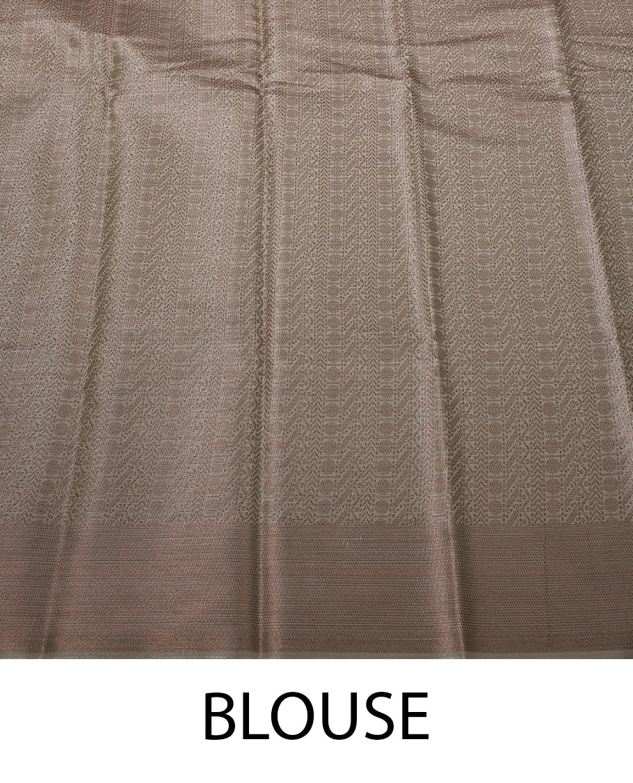 Ivory Colour Tissue Saree having Contrast Zari Worked Body with Brocade Border and Blouse